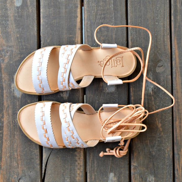 Latigo Shoes - Anthropology Latigo Leather Boho Lace Up Strappy Flat Sandals